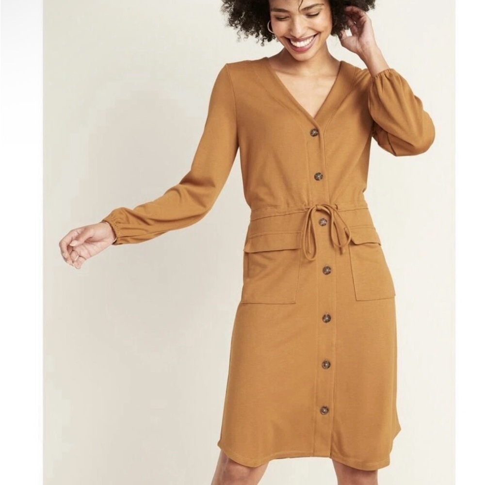 Old Navy Goldie Ponte Knit Utility V-Neck Long Sleeve Dress Size XL